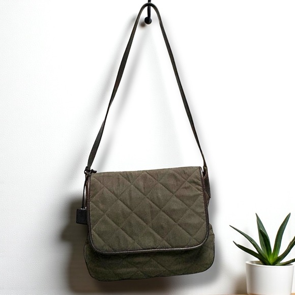 Lauren Ralph Lauren Handbags - Quilted Olive Green Lauren Ralph Lauren Crossbody Bag Leather Trim